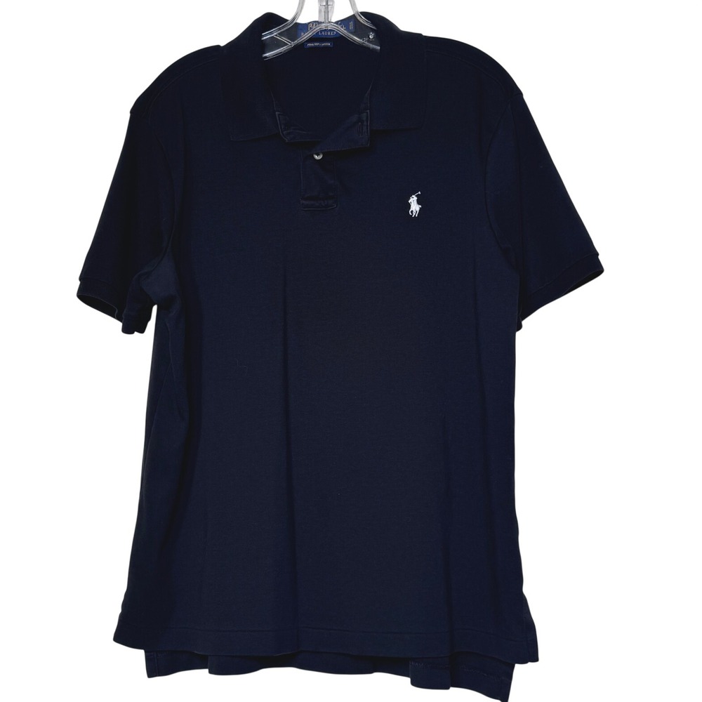 Polo Ralph Lauren Mens Black Pima Soft Touch Cotton Short Sleeve Polo Shirt L